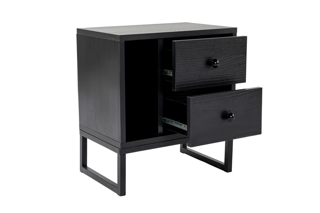 Noćni ormarić Glimmer - Wood Black, Black-Vasdom.hr