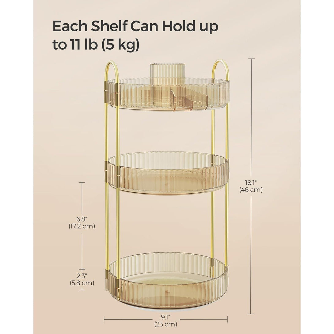 Okrugli rotirajuci organizator kozmetike na 3 razine, šampanjac zlatni | SONGMICS-Vasdom.hr