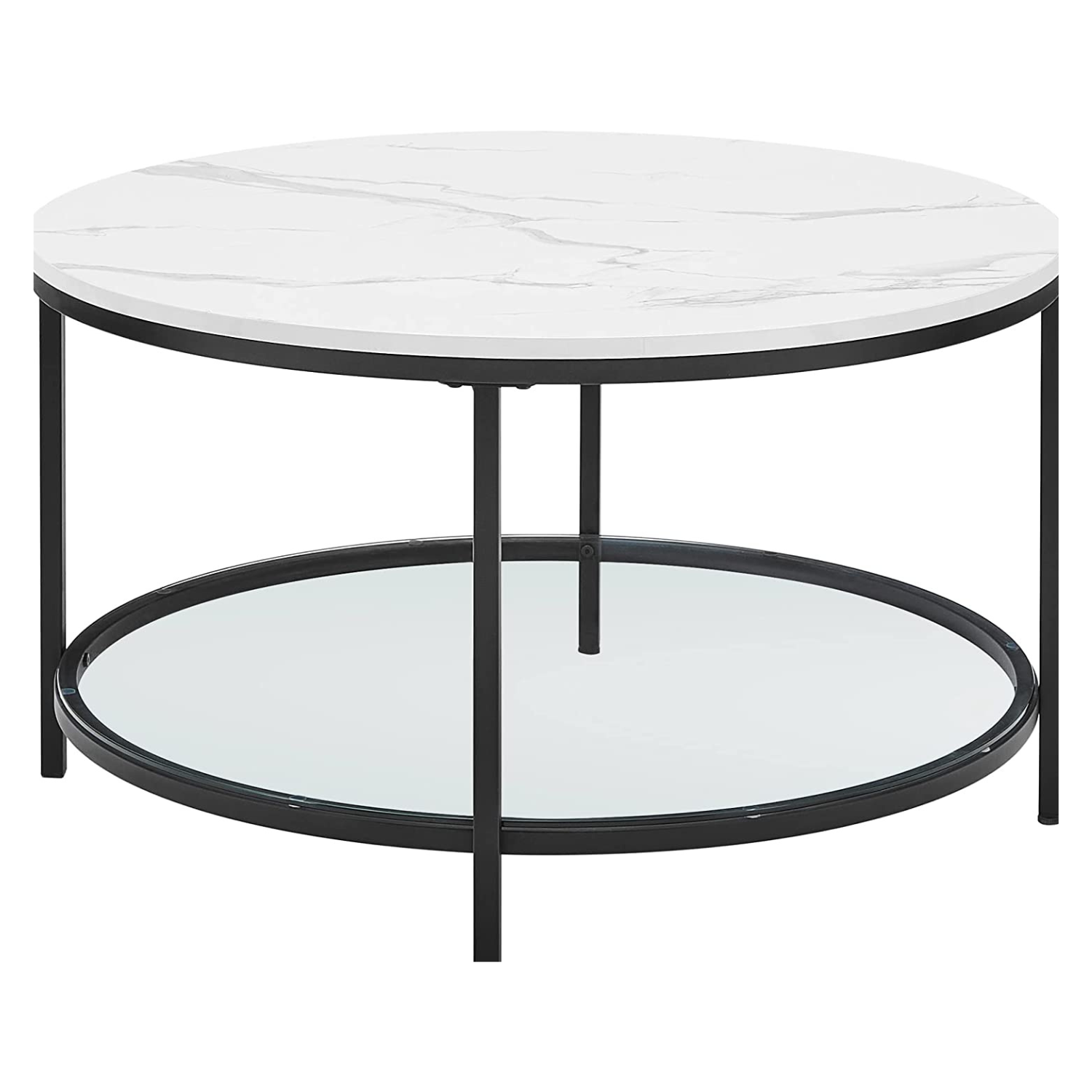 Okrugli stol za kavu s efektom mramora, 80 x 44,5 cm, bijela i crna ...