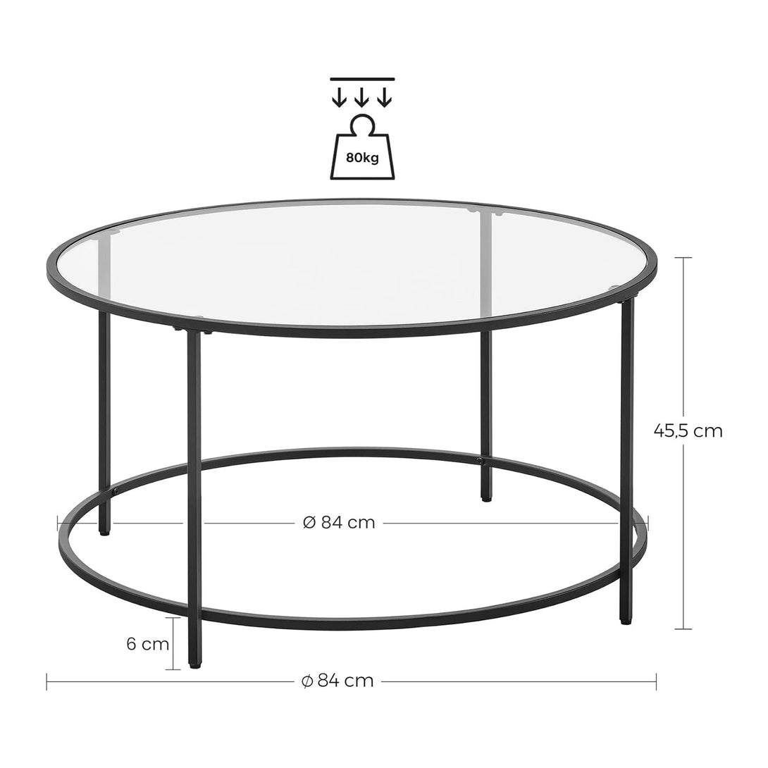 Okrugli stolić, stakleni stol s metalnim okvirom, crni | VASAGLE-Vasdom.hr