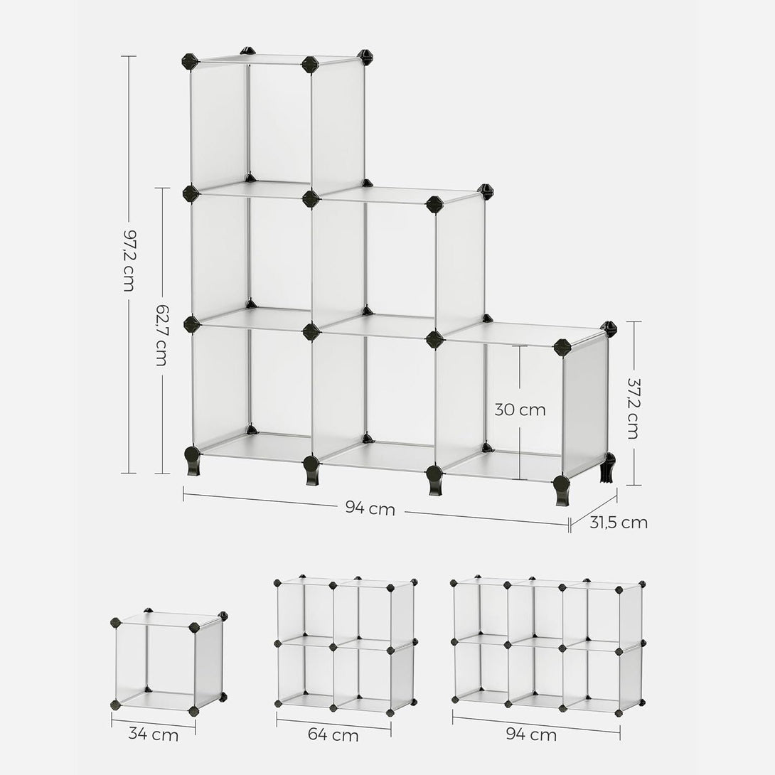 Organizator sa 6 kockastih polica za odlaganje, 93x31x93 cm, bijeli | SONGMICS-Vasdom.hr