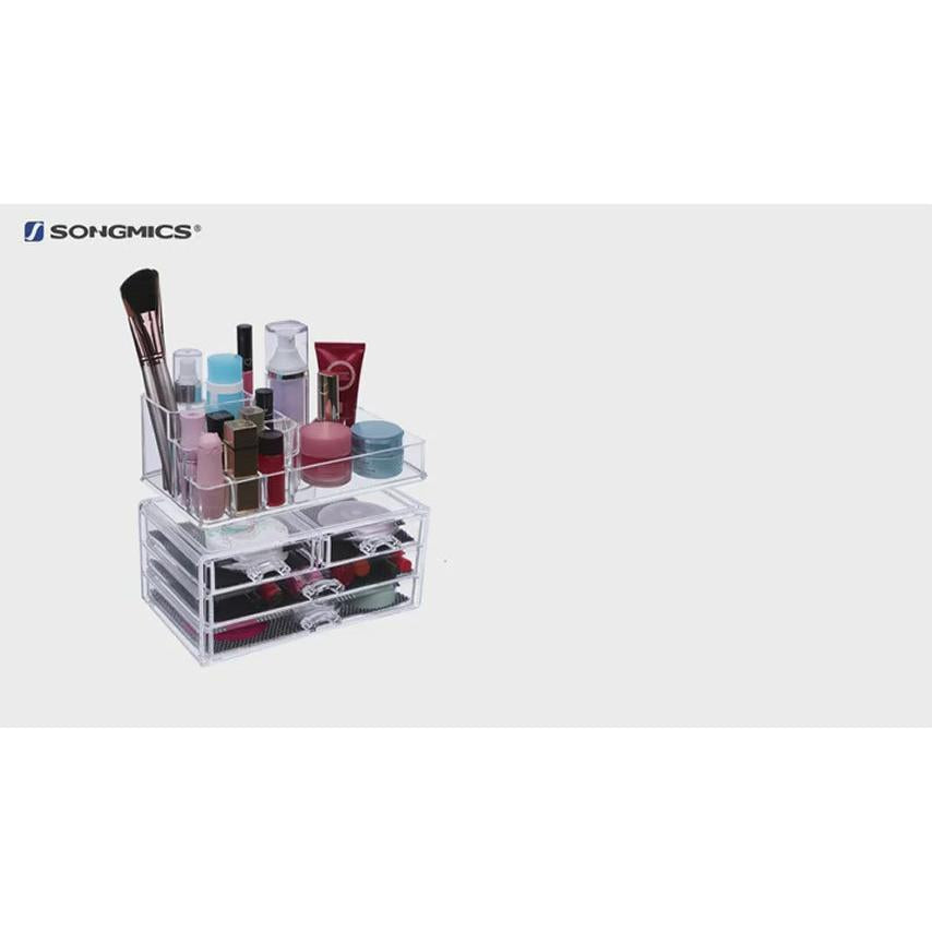 Organizator šminke s akrilnom kutijom za pohranu, 4 velike ladice, 24 x 18,5 x 13,5 cm | SONGMICS-Vasdom.hr