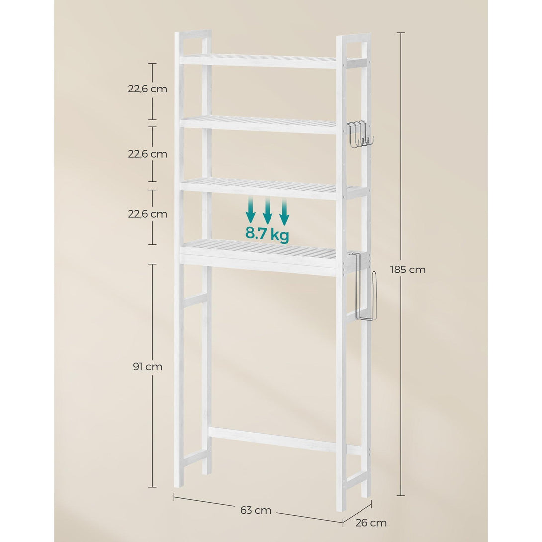 Organizator za kupaonicu iznad WC-a na 4 razine, 26 x 63 x 185 cm, bijeli | SONGMICS-Vasdom.hr