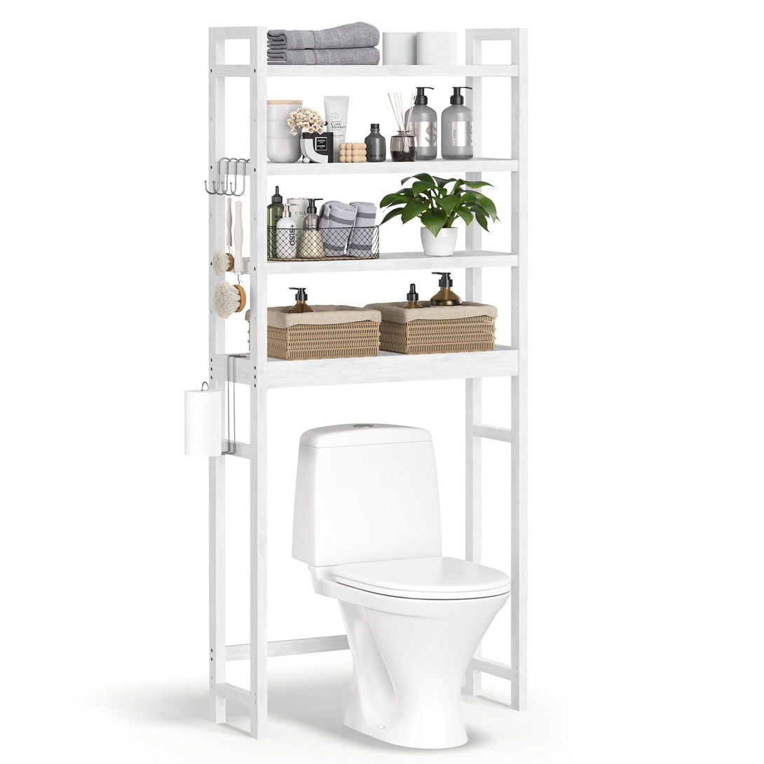 Organizator za kupaonicu iznad WC-a na 4 razine, 26 x 63 x 185 cm, bijeli | SONGMICS-Vasdom.hr