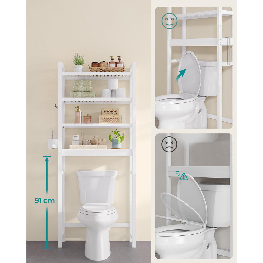 Organizator za kupaonicu iznad WC-a na 4 razine, 26 x 63 x 185 cm, bijeli | SONGMICS-Vasdom.hr
