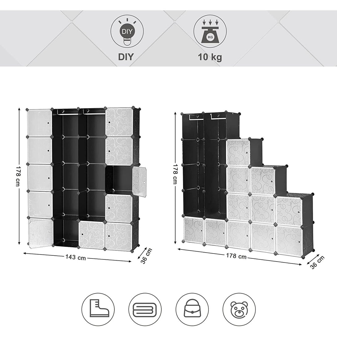 Ormar s 2 šipke za odjeću, modularni kombinirani ormar, 143 x 36 x 178 cm | SONGMICS-Vasdom.hr