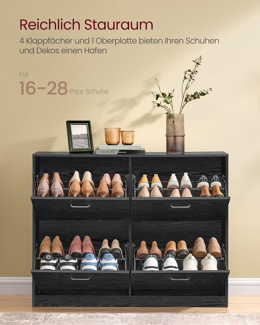 Ormar za 16–28 pari cipela, 24 x 105,5 x 82,7 cm, crna boja ebanovine | VASAGLE-Vasdom.hr