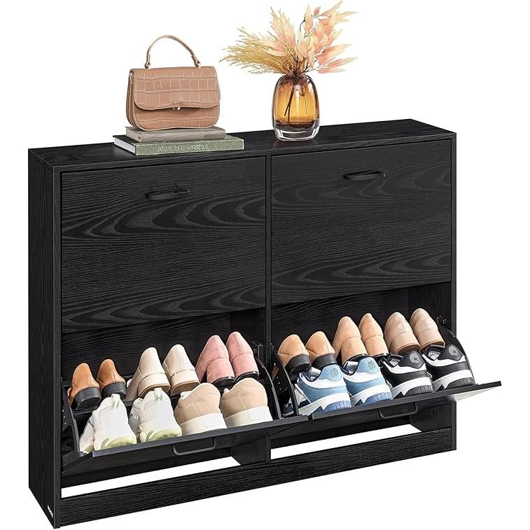 Ormar za 16–28 pari cipela, 24 x 105,5 x 82,7 cm, crna boja ebanovine | VASAGLE-Vasdom.hr