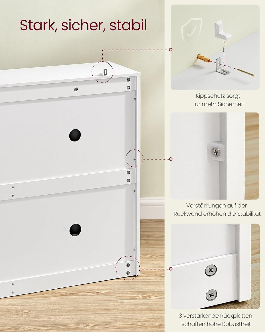 Ormar za cipele s 4 ladice, 24 x 105,5 x 82,7 cm, bijele boje | VASAGLE-Vasdom.hr