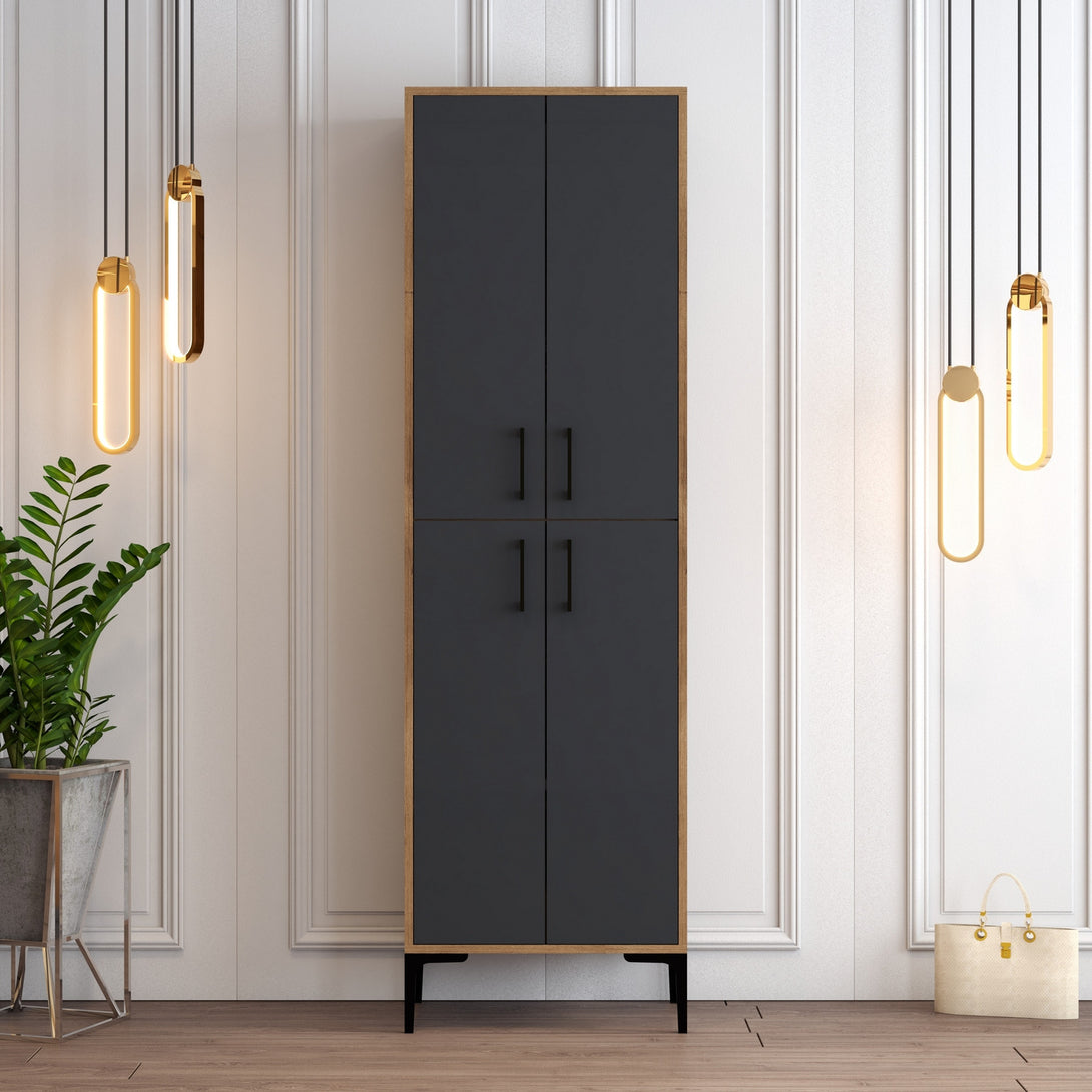 Ormar za obuću Berlin A - Walnut, Anthracite-Vasdom.hr