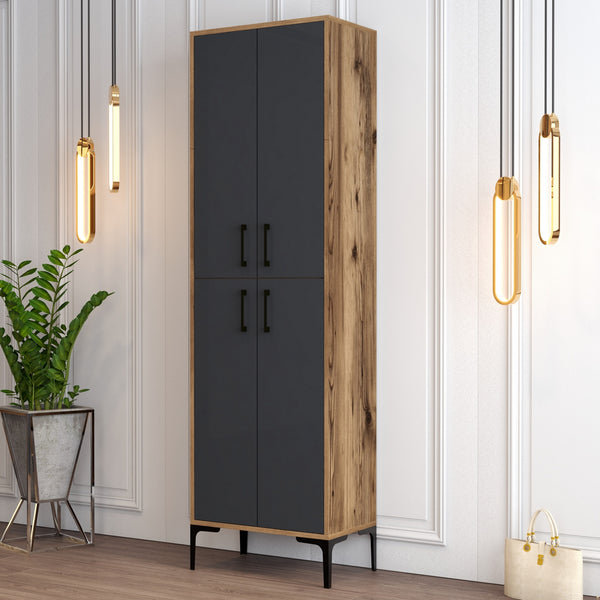 Ormar za obuću Berlin A - Walnut, Anthracite-Vasdom.hr