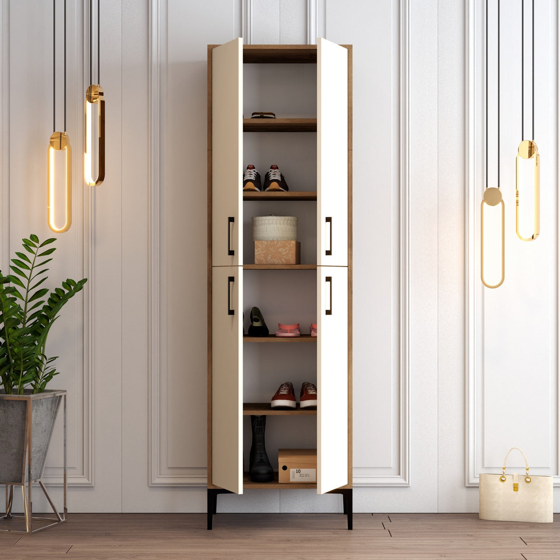 Ormar za obuću Berlin A - Walnut, Cream-Vasdom.hr