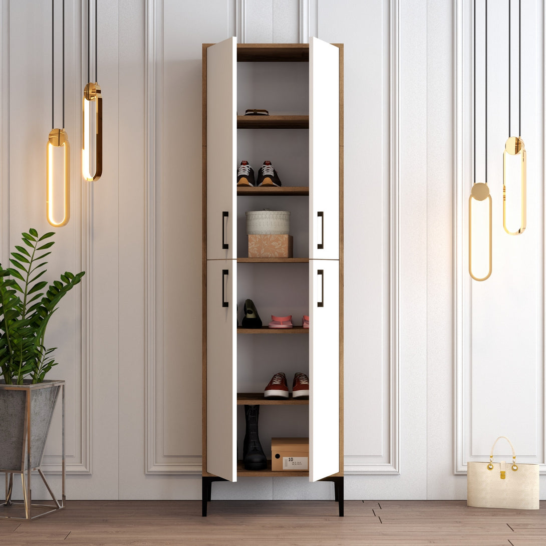Ormar za obuću Berlin A - Walnut, White-Vasdom.hr