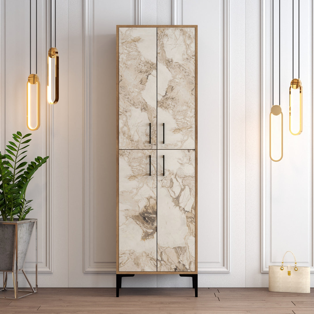 Ormar za obuću Berlin A - Walnut, White Marble-Vasdom.hr