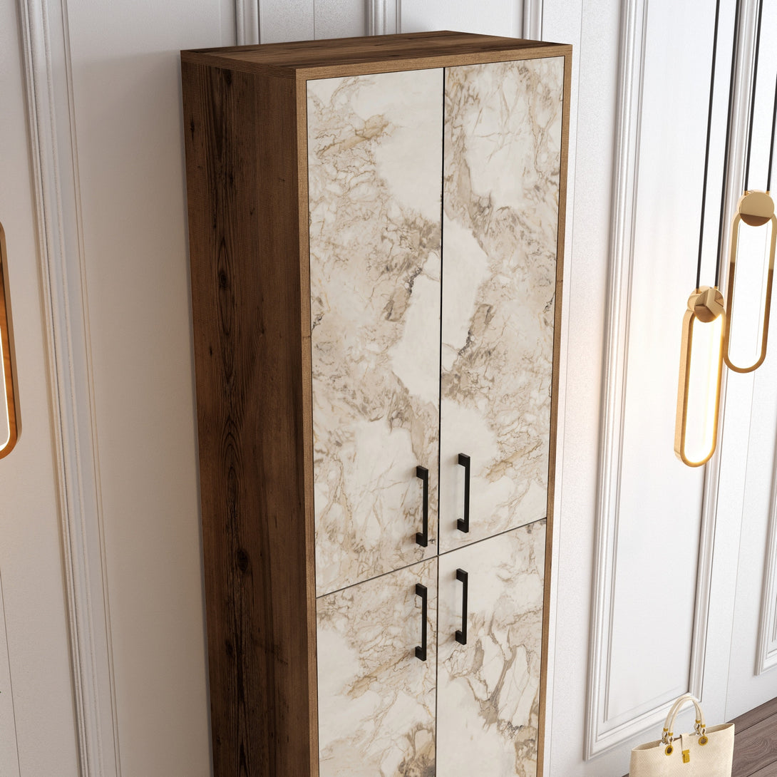 Ormar za obuću Berlin A - Walnut, White Marble-Vasdom.hr