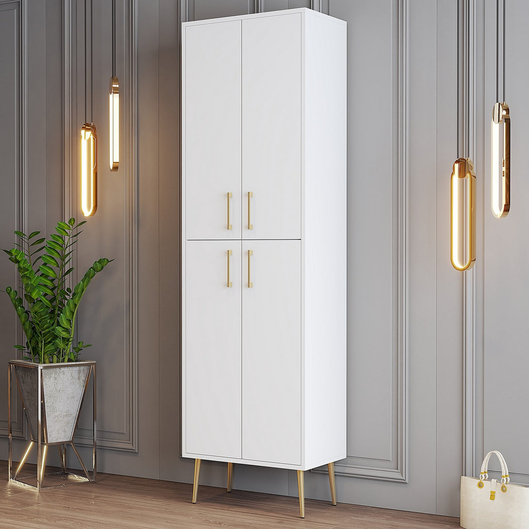 Ormar za obuću Berlin A - White, Gold-Vasdom.hr