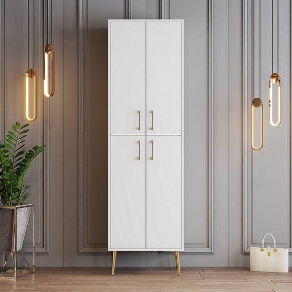 Ormar za obuću Berlin A - White, Gold-Vasdom.hr