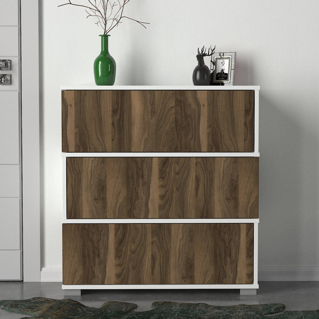 Ormar za obuću Napolyon - White, Walnut-Vasdom.hr