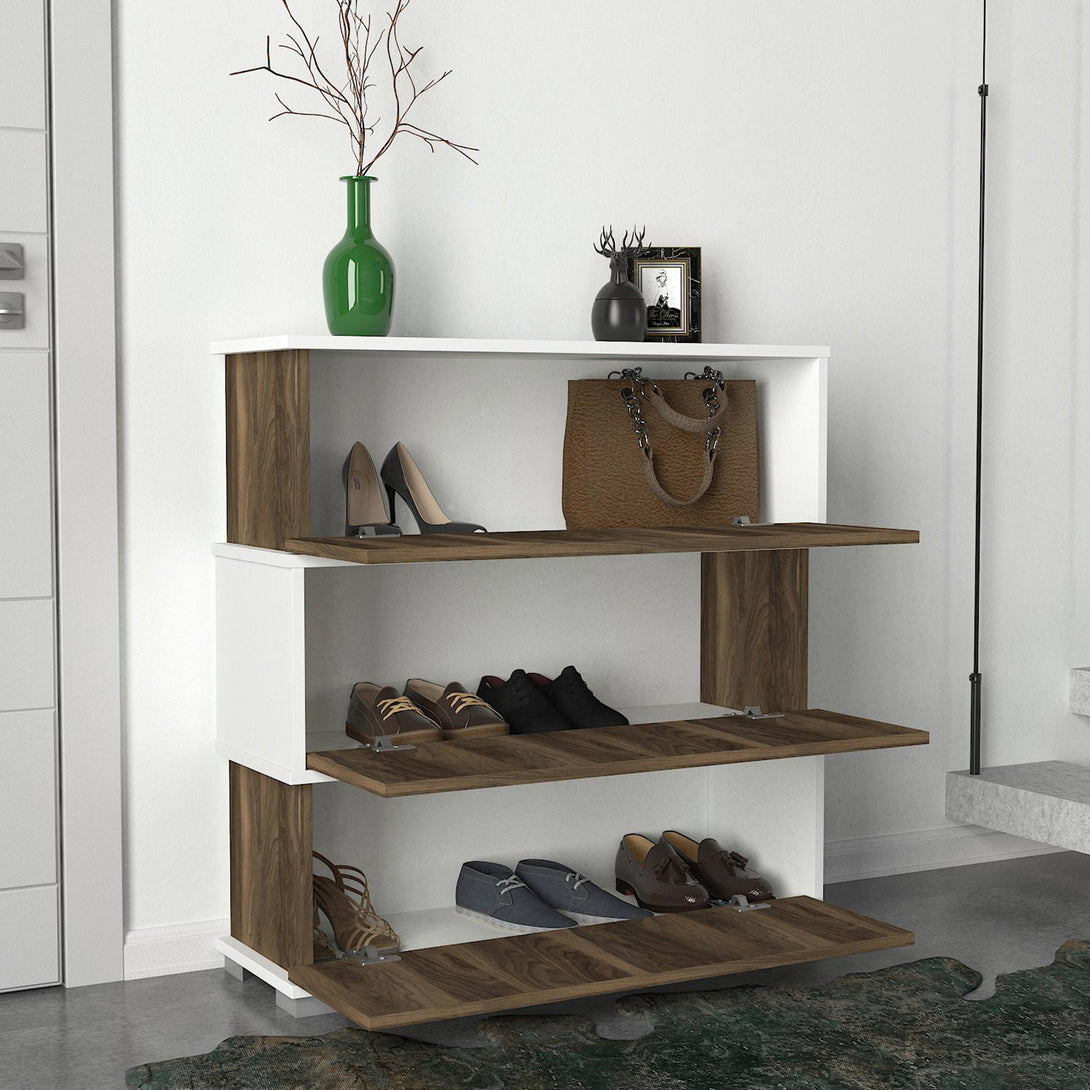 Ormar za obuću Napolyon - White, Walnut-Vasdom.hr