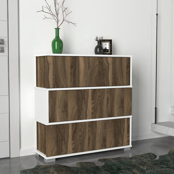 Ormar za obuću Napolyon - White, Walnut-Vasdom.hr
