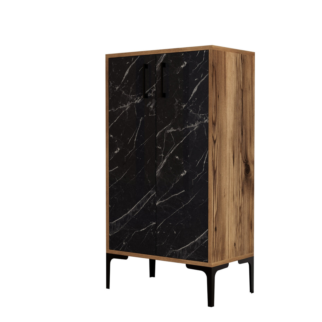 Ormar za obuću Prag - Walnut, Black Marble-Vasdom.hr