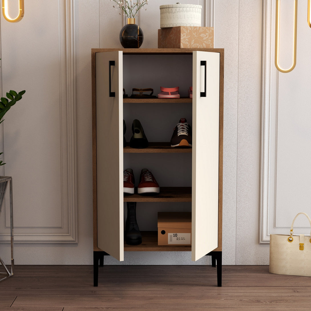 Ormar za obuću Prag - Walnut, Cream-Vasdom.hr