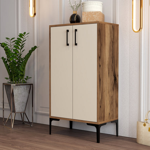 Ormar za obuću Prag - Walnut, Cream-Vasdom.hr