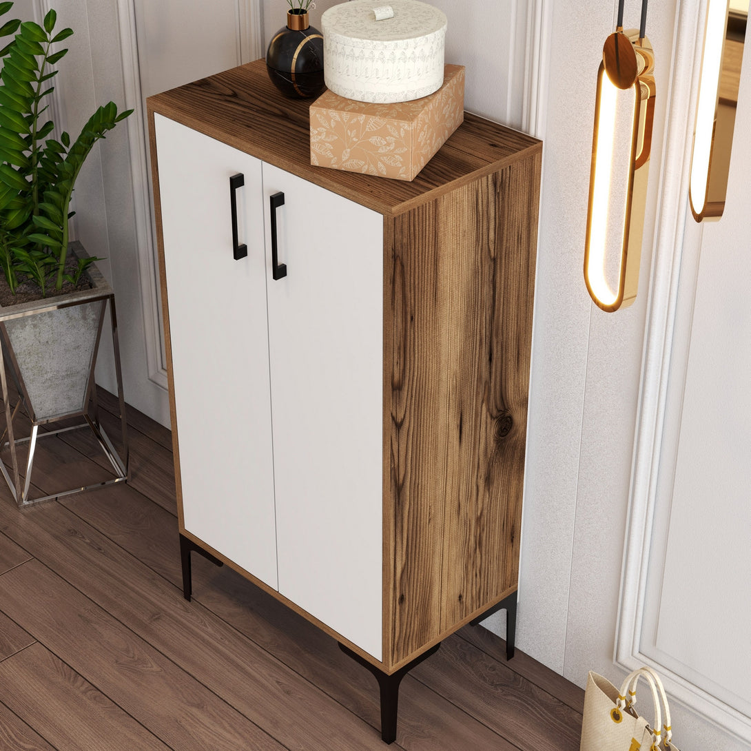 Ormar za obuću Prag - Walnut, White-Vasdom.hr