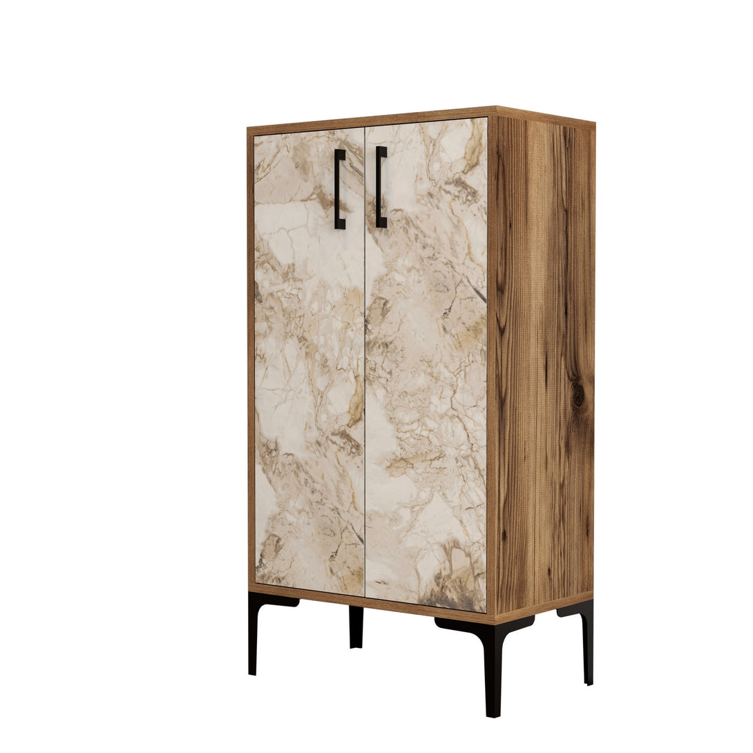 Ormar za obuću Prag - Walnut, White Marble-Vasdom.hr