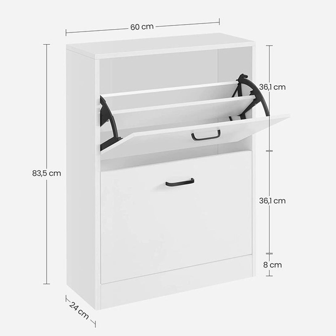 Ormarić za cipele s dvoje preklopnih vrata 60 x 83,5 x 24 cm, bijeli | VASAGLE-Vasdom.hr