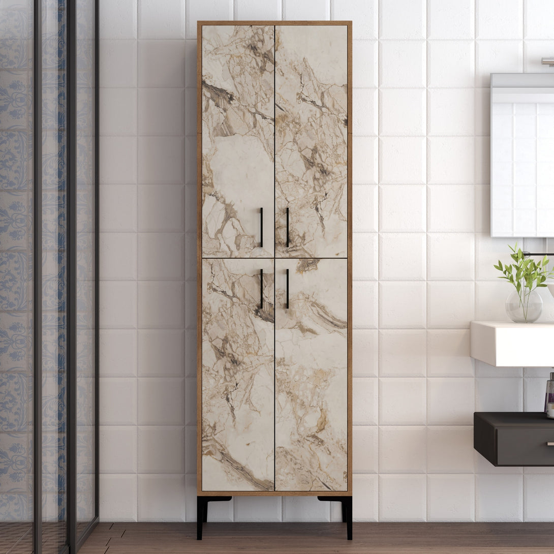 Ormarić za pohranu Berlin A - Walnut, White Marble-Vasdom.hr