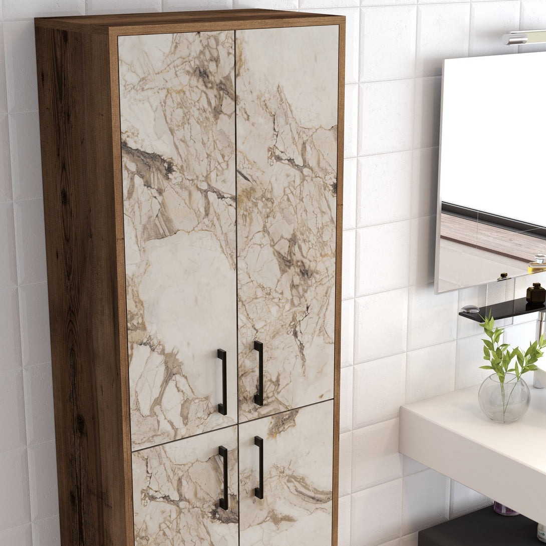 Ormarić za pohranu Berlin A - Walnut, White Marble-Vasdom.hr