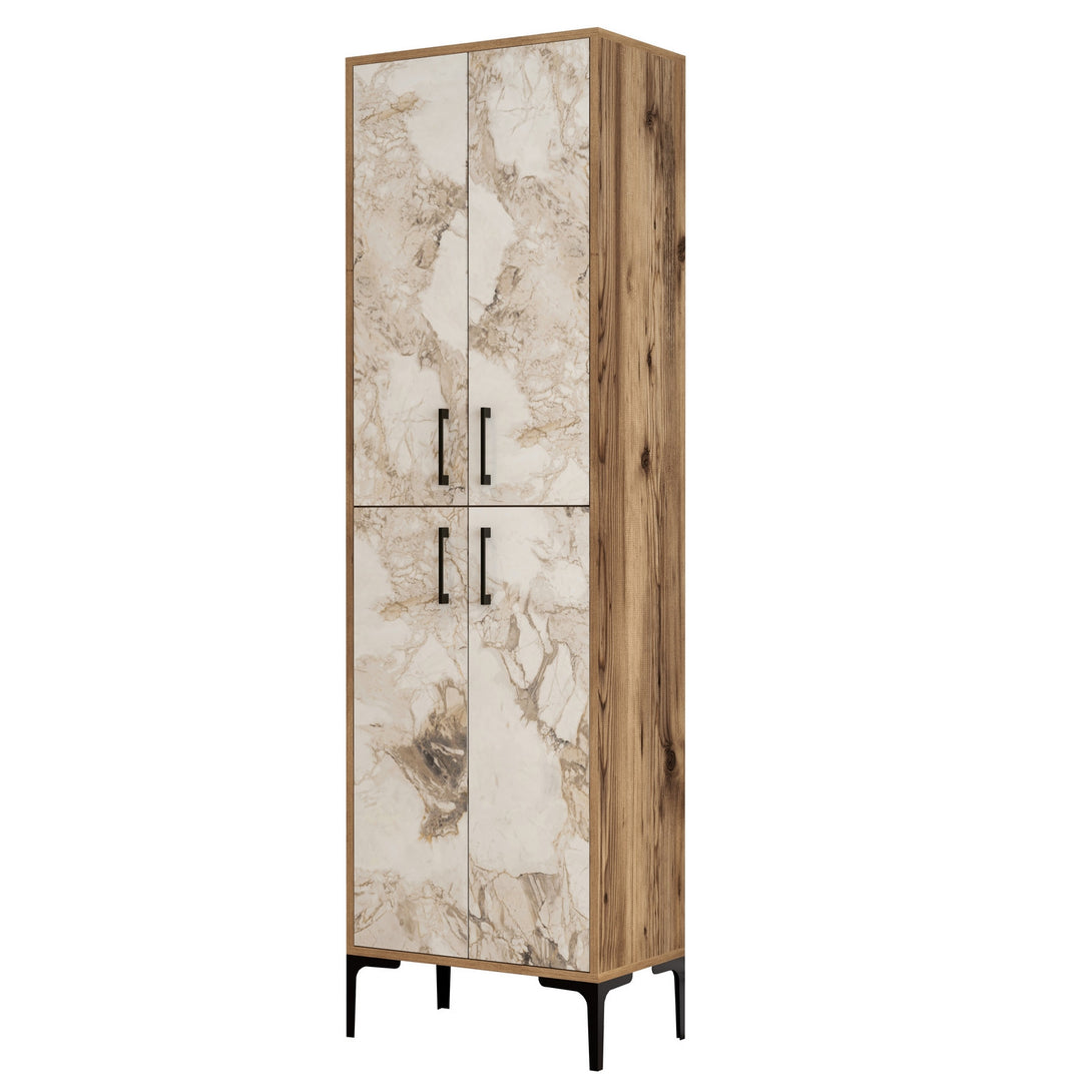 Ormarić za pohranu Berlin A - Walnut, White Marble-Vasdom.hr