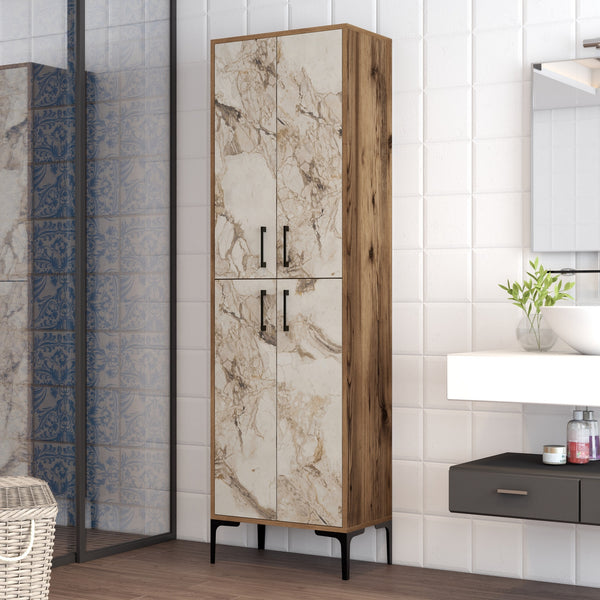 Ormarić za pohranu Berlin A - Walnut, White Marble-Vasdom.hr