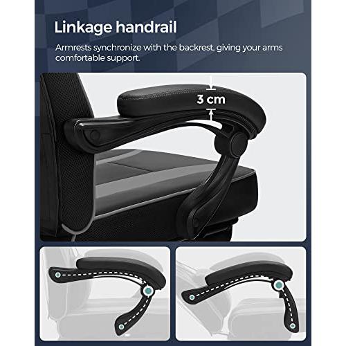 Podesiva, ergonomska uredska stolica, nosivost do 150 kg, crna i siva | SONGMICS-Vasdom.hr