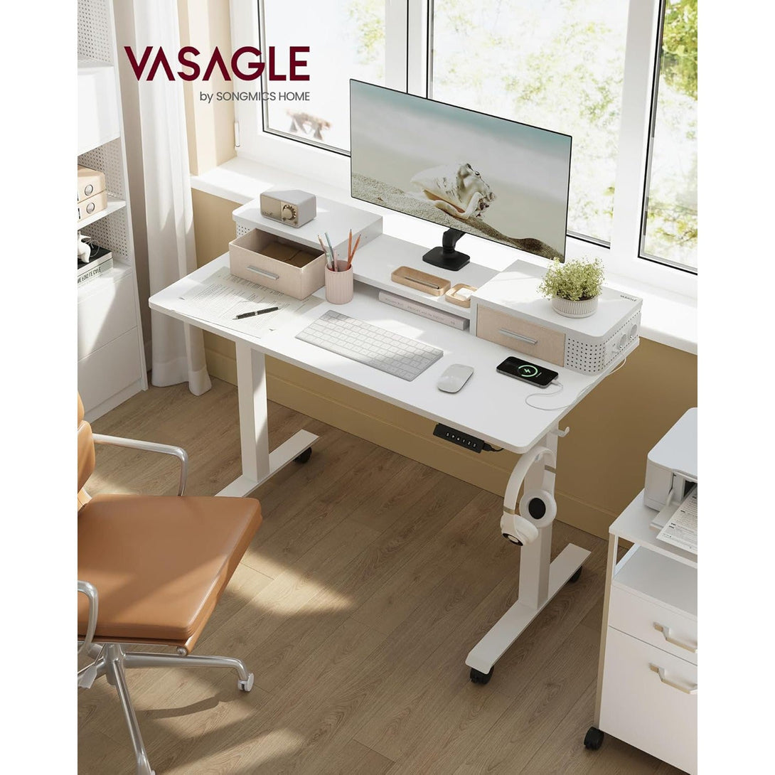 Podesivi električni radni stol, 60 x 120 x (72-120) cm, bijeli | VASAGLE-Vasdom.hr