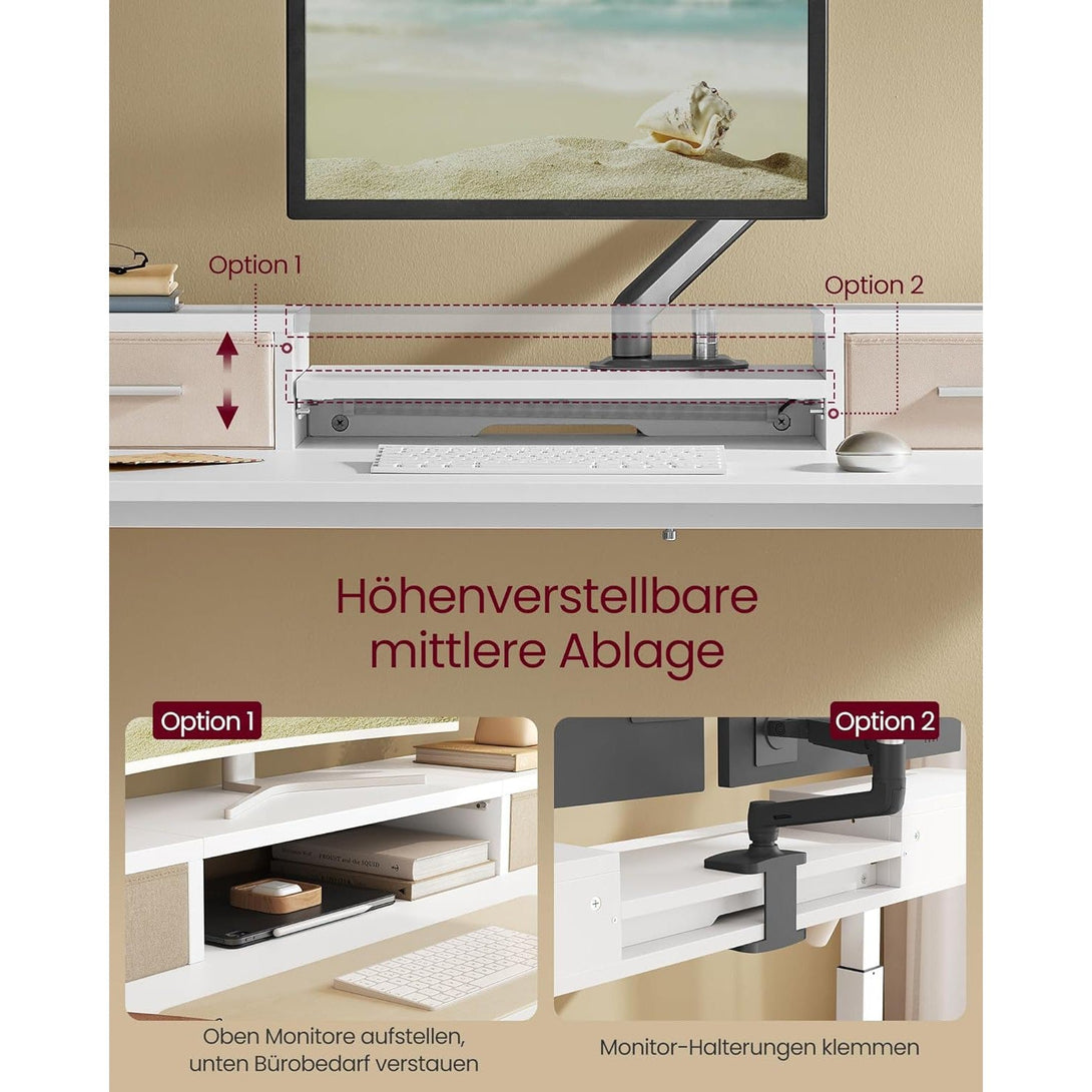 Podesivi električni radni stol, 60 x 120 x (72-120) cm, bijeli | VASAGLE-Vasdom.hr