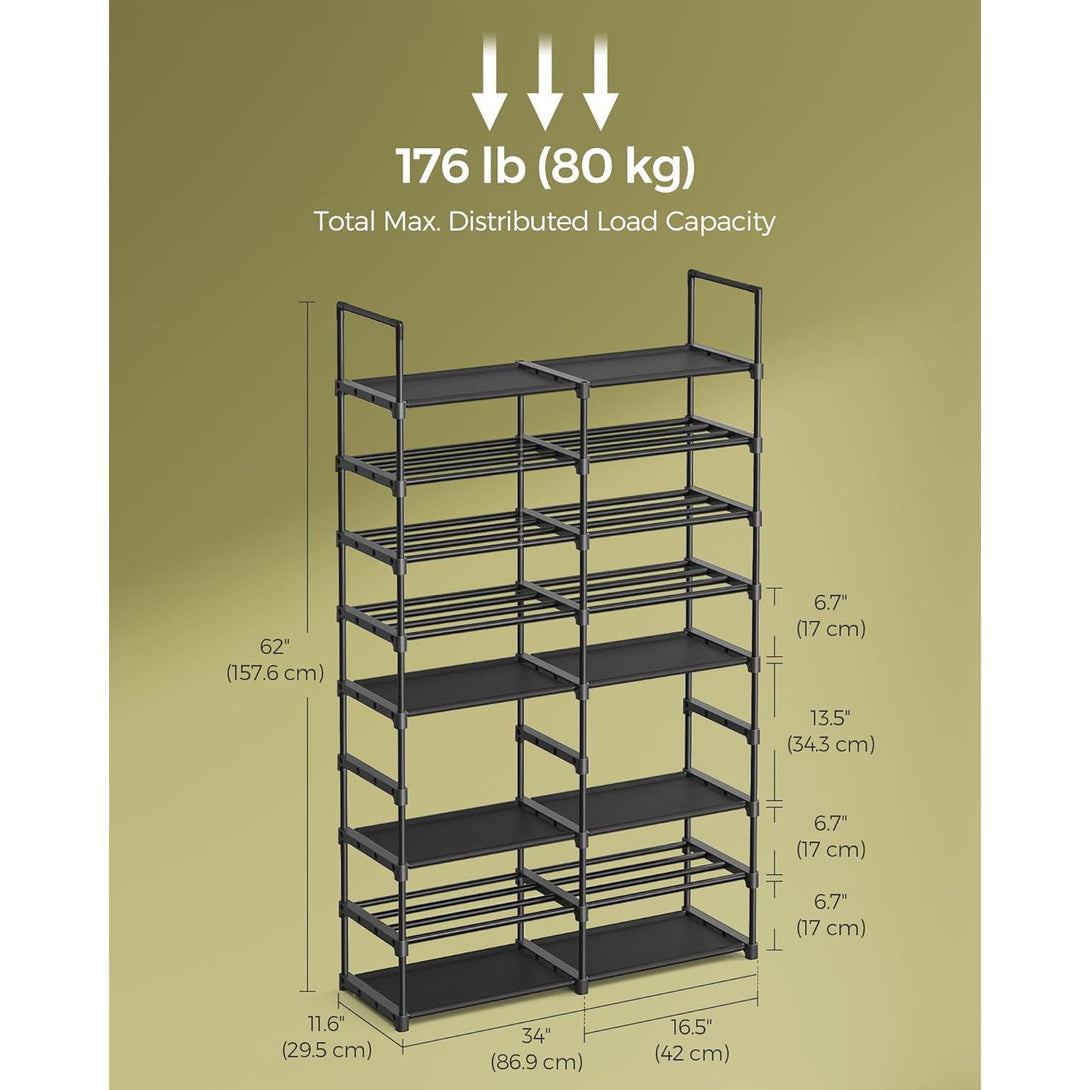 Podesivi stalak za cipele na 8 razina, 29,5 x 86,9 x 157,6 cm, crni | SONGMICS-Vasdom.hr