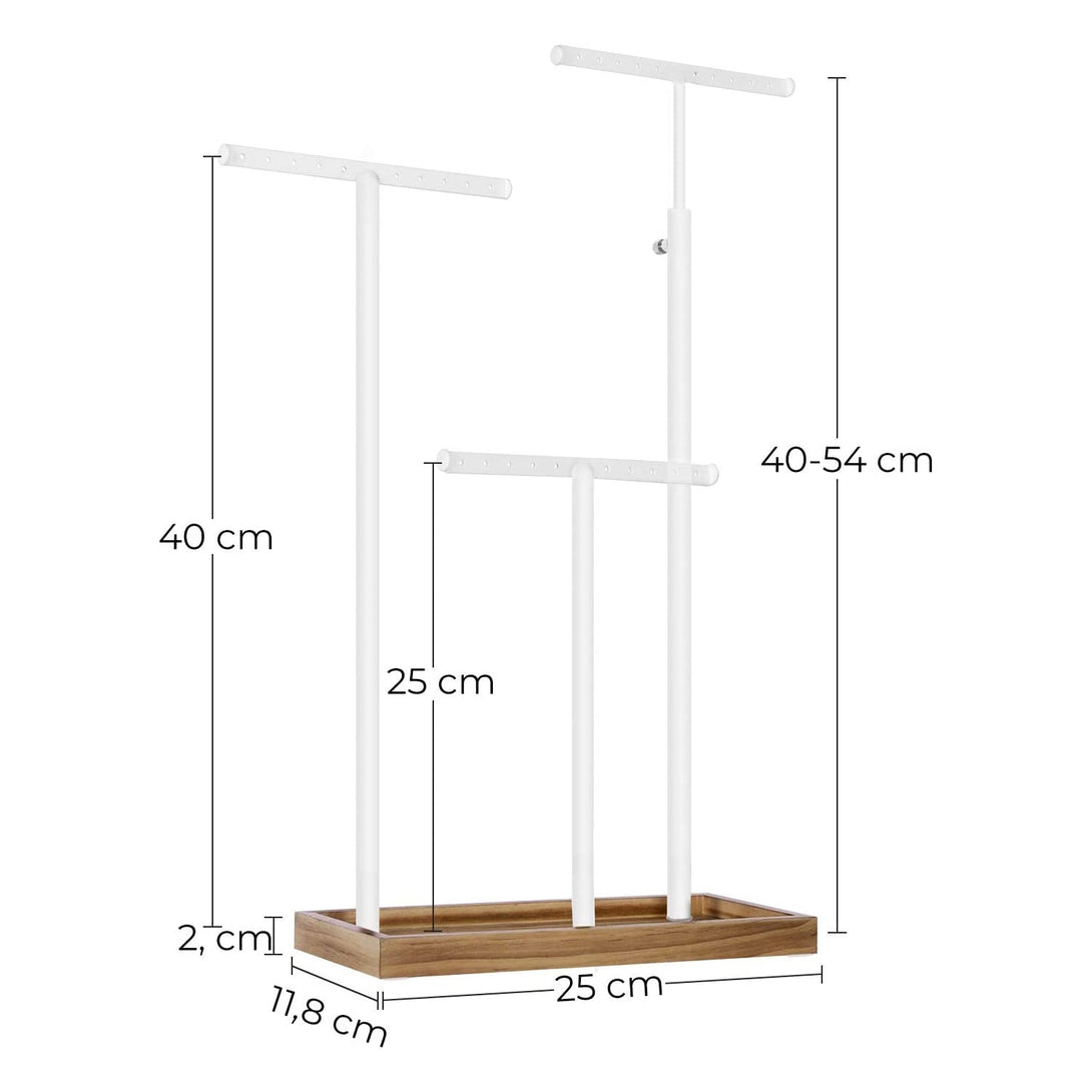 Podesivi stalak za nakit, 25 x 11,8 x (41,5-56,5) cm, bijeli i boje drveta | SONGMICS-Vasdom.hr