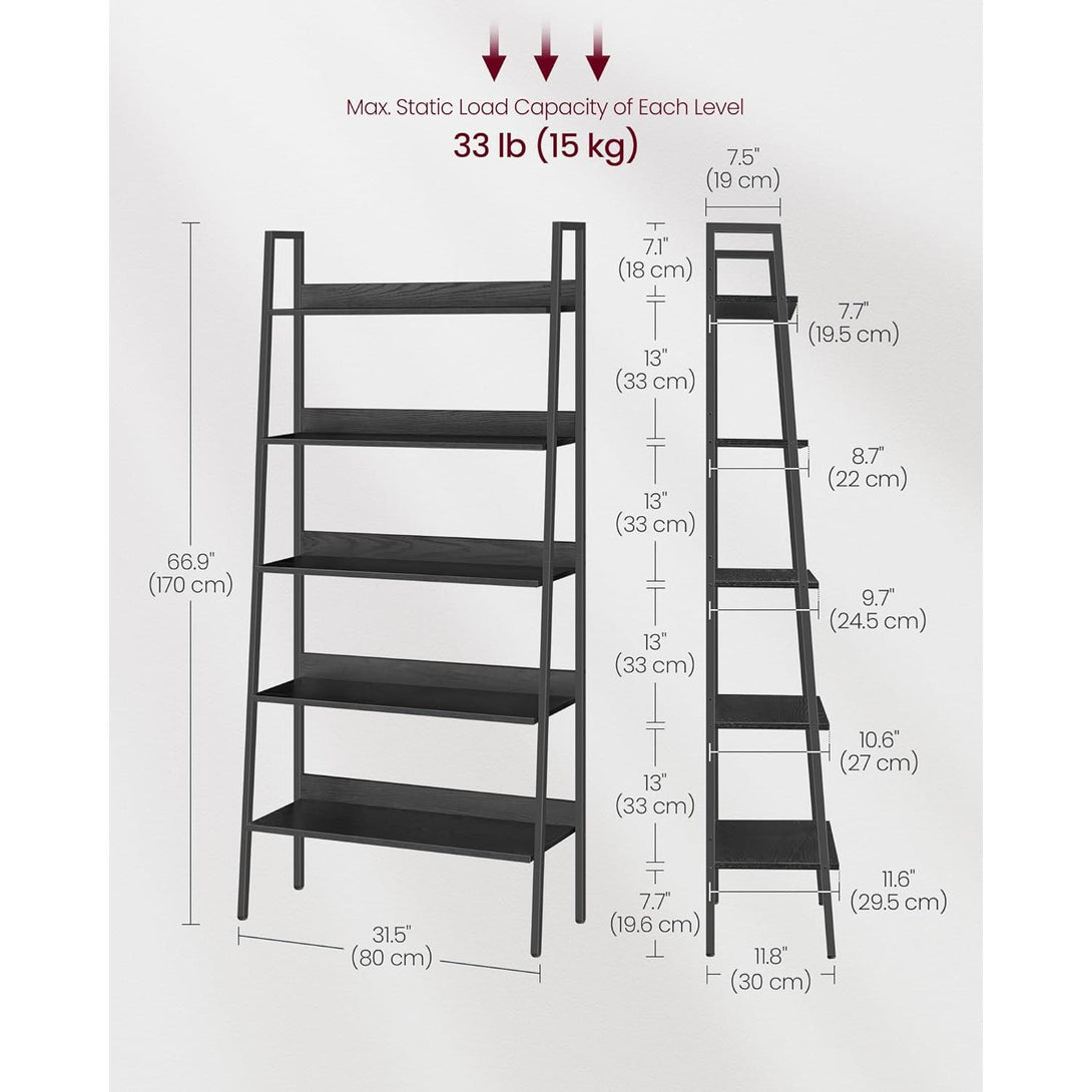 Polica na 5 razina, 30 x 80 x 170 cm, crne boje | VASAGLE-Vasdom.hr