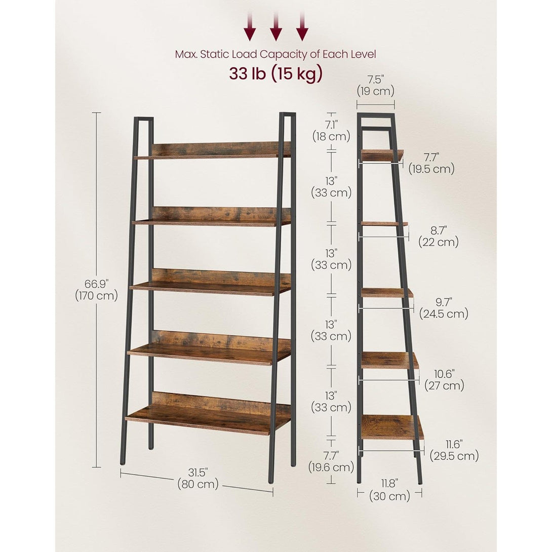 Polica na 5 razina, 30 x 80 x 170 cm, rustikalno smeđe i crne boje | VASAGLE-Vasdom.hr