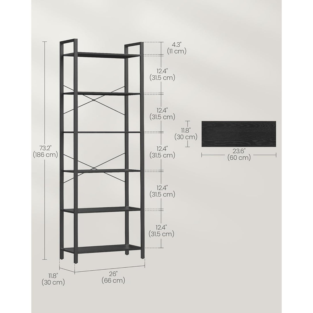 Polica na 6 razina, industrijski stil, 30 x 66 x 186 cm, crne boje | VASAGLE-Vasdom.hr