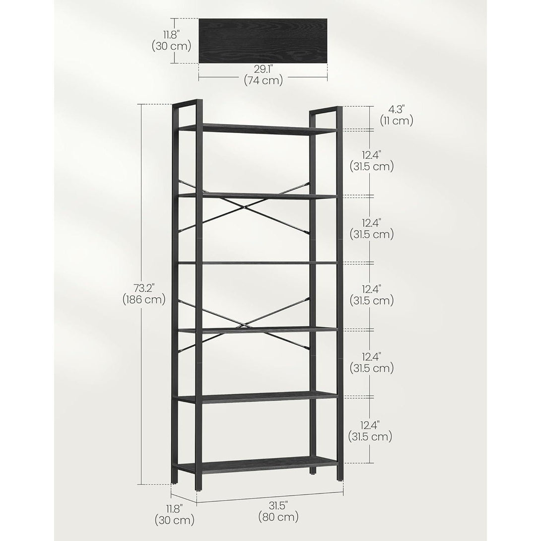 Polica na 6 razina, industrijski stil, 30 x 80 x 186 cm, crne boje | VASAGLE-Vasdom.hr