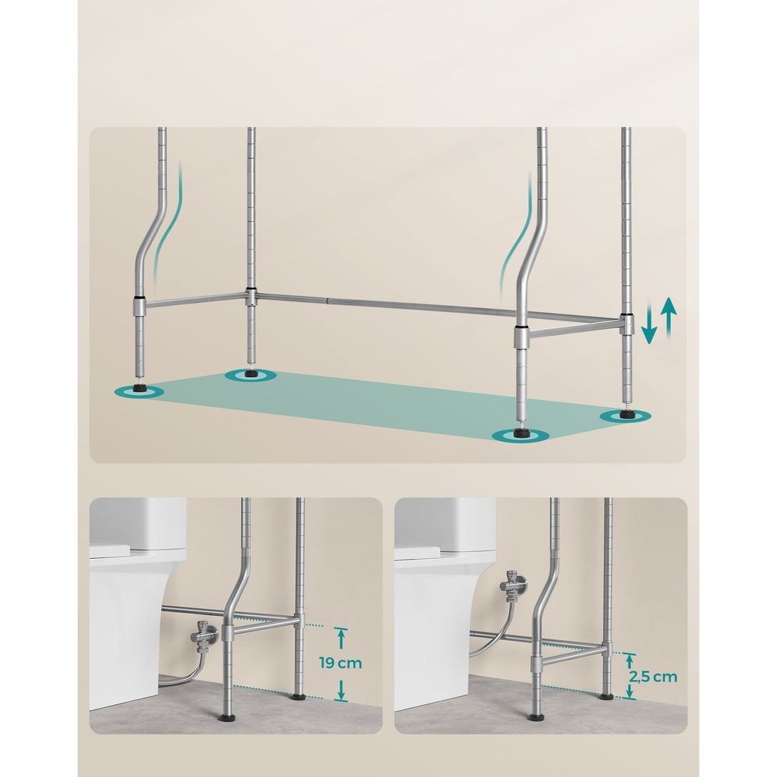 Polica s 4 nivoa za spremanje iznad WC-a, 30 x 83 x 176 cm, srebrno-siva | SONGMICS-Vasdom.hr