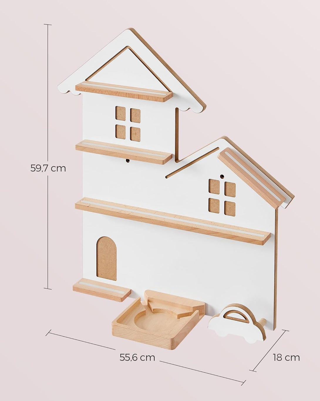 Polica u obliku kućice, 18 x 55,6 x 59,7 cm, oblačno bijele boje | SONGMICS-Vasdom.hr