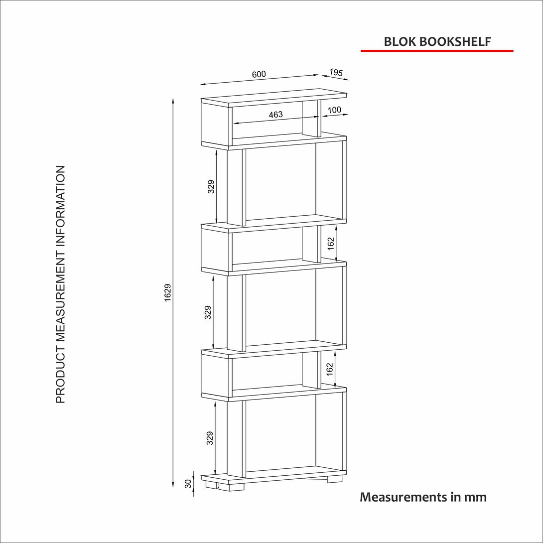 Polica za knjige Blok - White, Walnut-Vasdom.hr
