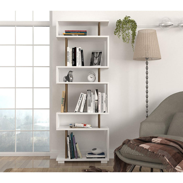 Polica za knjige Blok - White, Walnut-Vasdom.hr