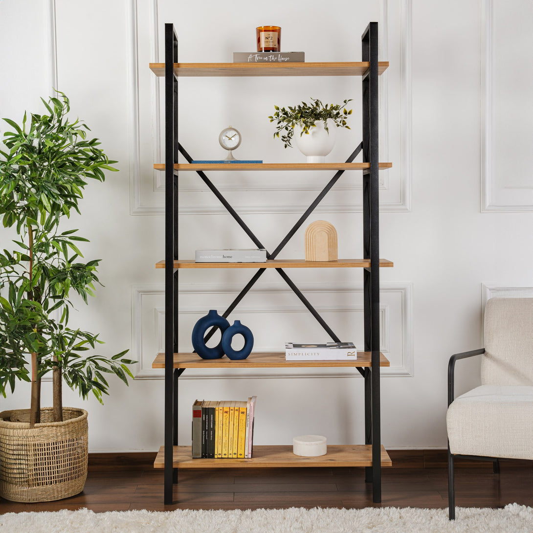 Polica za knjige Elysian - Atlantic Pine, Black-Vasdom.hr