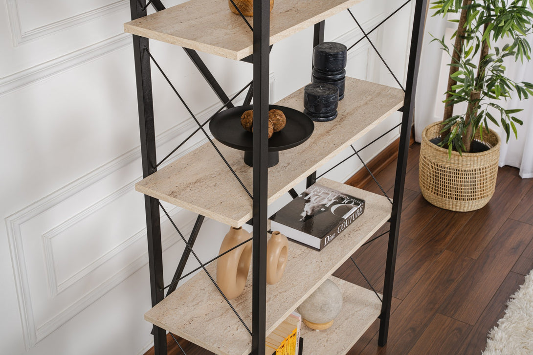 Polica za knjige Elysian - Travertine, Black-Vasdom.hr