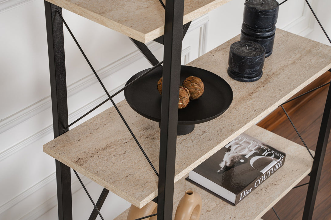 Polica za knjige Elysian - Travertine, Black-Vasdom.hr
